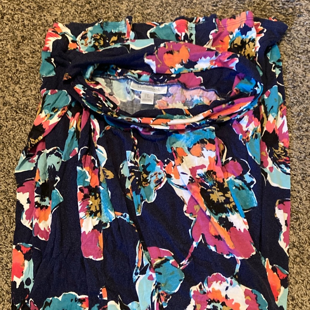 Floral Motherhood Maternity Small Strapless Dress